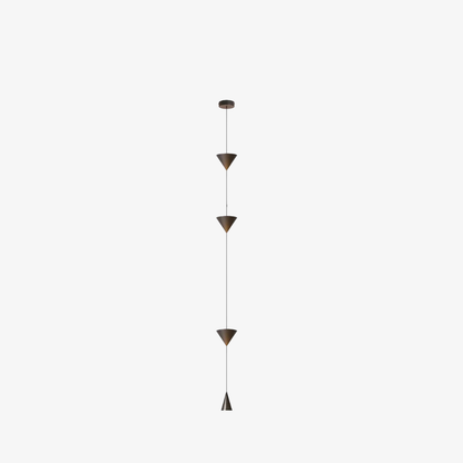 Adjustable Floor Lamp with Floor-to-Ceiling Cable and Geometric Cones - High Modern
