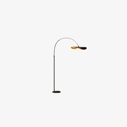 Arc Floor Lamp with Wavy Petal Shade and Iron Frame - Wabi Sabi Style