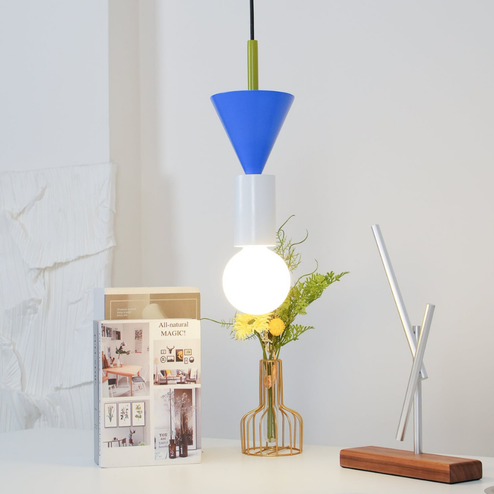Nordic Geometric Wood Pendant Light - Modern Hand-Turned Orbital Hanging Lamp