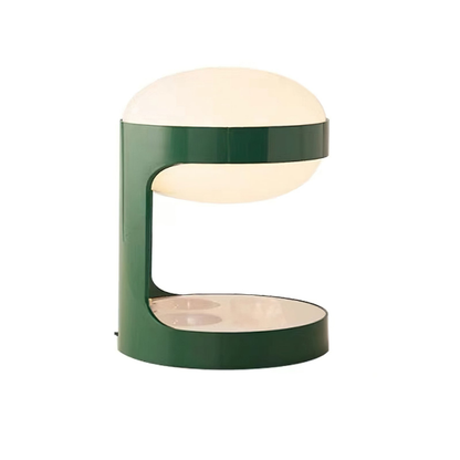 C-Shape Table Light with Frosted Glass Globe - Modern Bauhaus Green