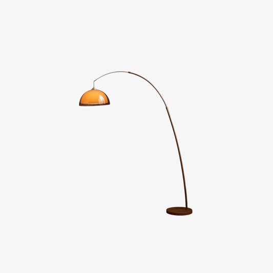 Arc Floor Lamp with Cantilevered Metal Overhanging Arm and Acrylic Dome Shade