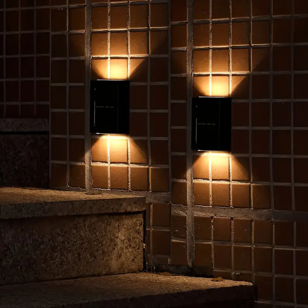 Solar Powered Outdoor Wall Sconce - Dual Beam LED Exterior Fence Light
