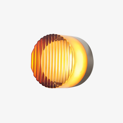 Round LED Wall Lamp with Textured Disk Shade - Modern Minimalist Sconce Light