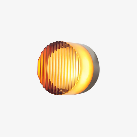 Round LED Wall Lamp with Textured Disk Shade - Modern Minimalist Sconce Light