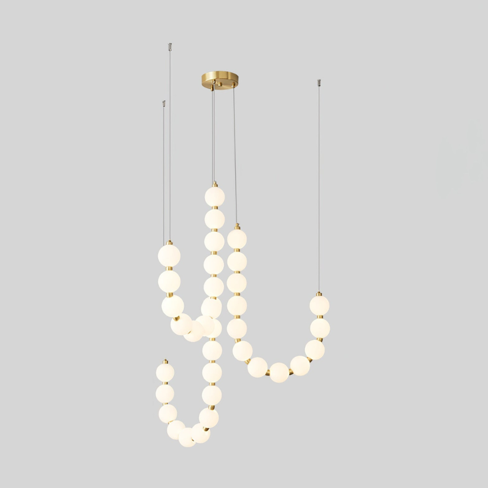 Hanging Ceiling Light with Acrylic Globes - Minimalist Sculptural Gold