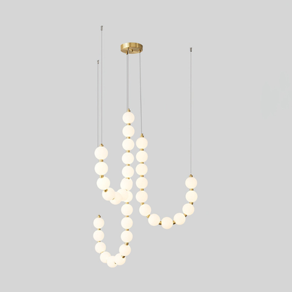 Hanging Ceiling Light with Acrylic Globes - Minimalist Sculptural Gold