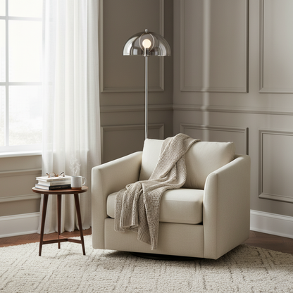Floor Lamp with Double Layer Acrylic Dome Shade and Chrome Metal Post