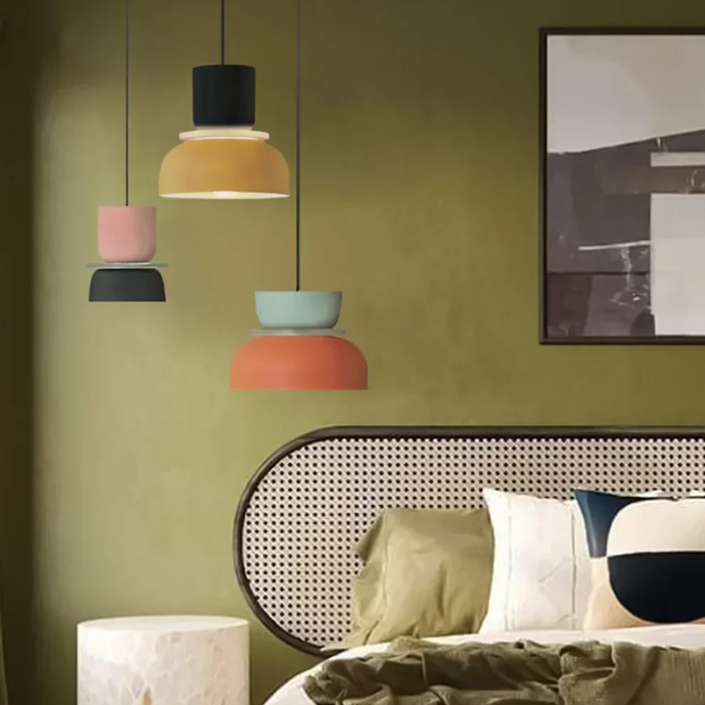 Stacked Bowl Hanging Lamp with Matte Finish - Nordic Geometric Style
