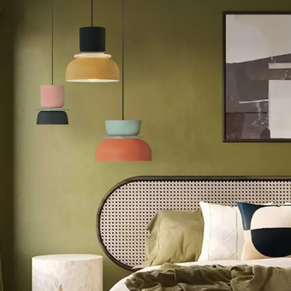 Stacked Bowl Hanging Lamp with Matte Finish - Nordic Geometric Style