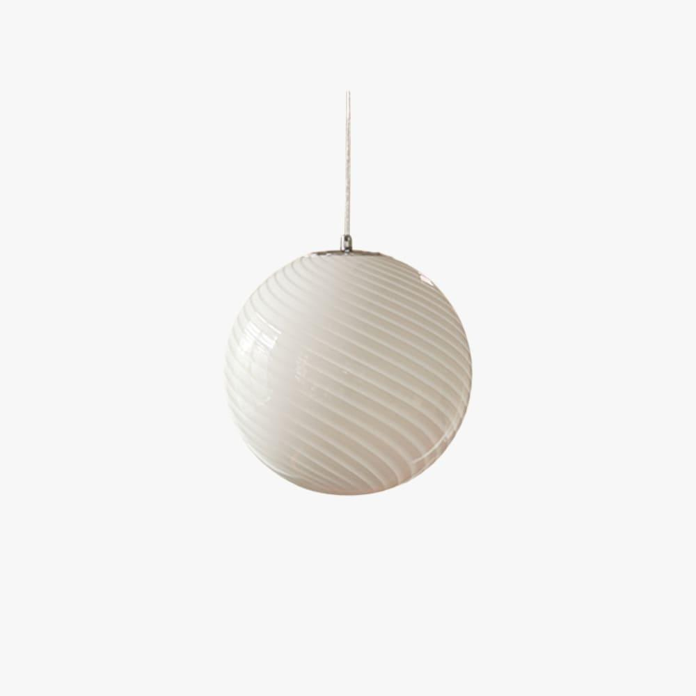 Colored Glass Globe Hanging Lamp with Swirled Pattern Modern Style