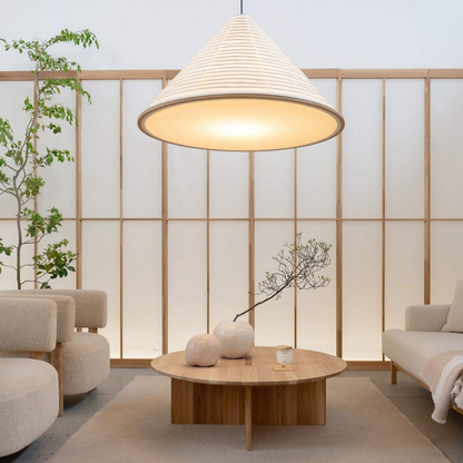 Japanese Washi Paper Pyramid Pendant Light - Japandi Style Decor