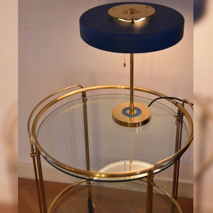 Spun Metal Table Lamp with Pull Chain and Acrylic Diffuser - Industrial