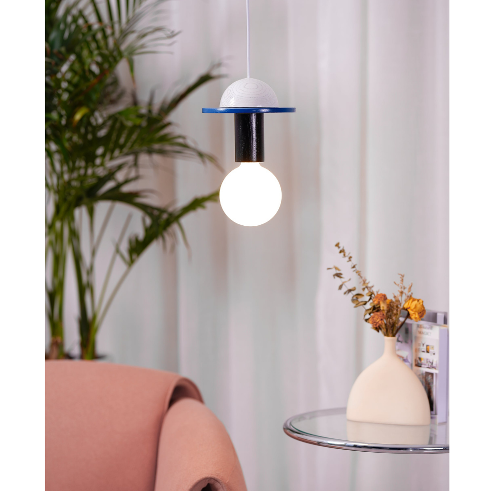 Nordic Geometric Wood Pendant Light - Modern Hand-Turned Orbital Hanging Lamp