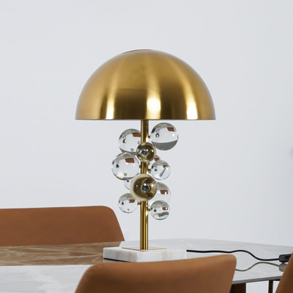 Sculptural Glass Cluster Accent Lamp with Marble Base - Art Deco Metallic Sconce