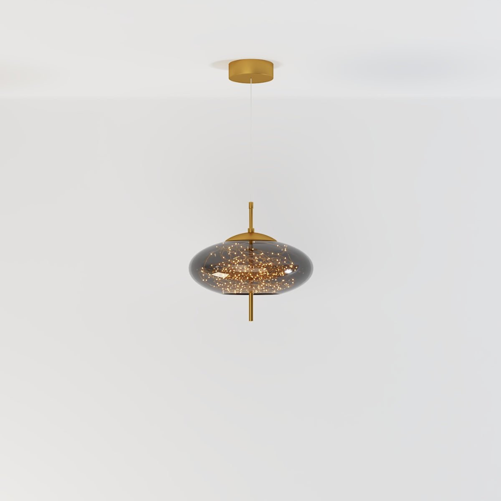 Glass Pendant Light with Smoky Shade and Starlights - Modern Style