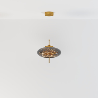 Glass Pendant Light with Smoky Shade and Starlights - Modern Style