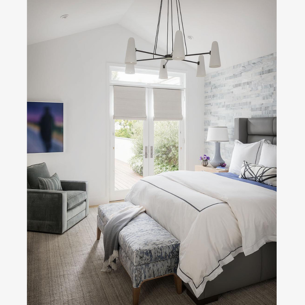 Chandelier with Conical Glass Shades and Metallic Frame - Modern Mid Century