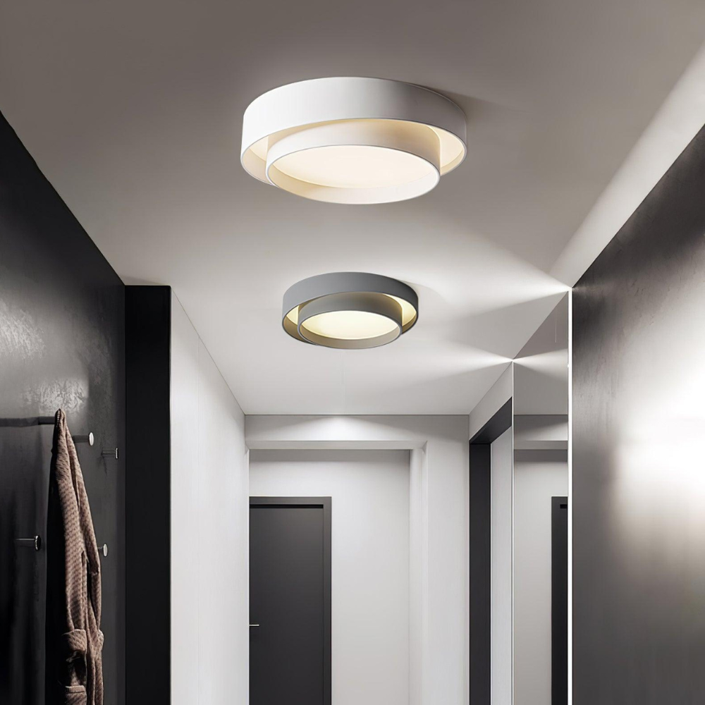 Concentric Ring Ceiling Light with Tiered Shade - Modern Flush Mount