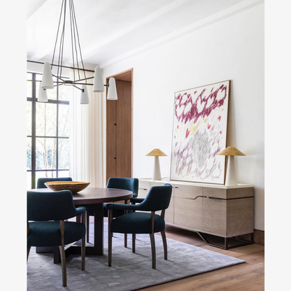 Chandelier with Conical Glass Shades and Metallic Frame - Modern Mid Century