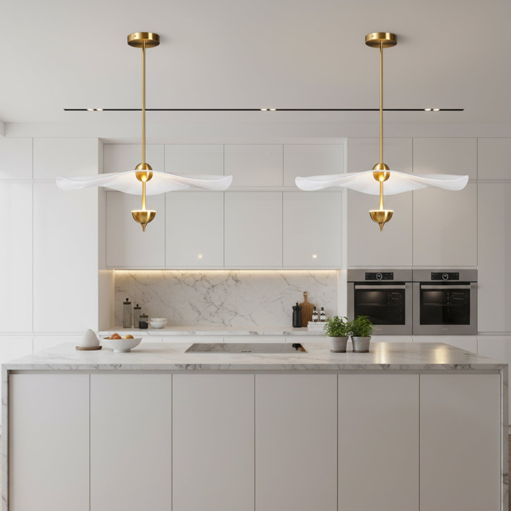 Modern Wavy Wing Pendant Light - Sculptural Floating Ribbon Hanging Lamp