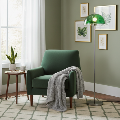 Floor Lamp with Double Layer Acrylic Dome Shade and Chrome Metal Post
