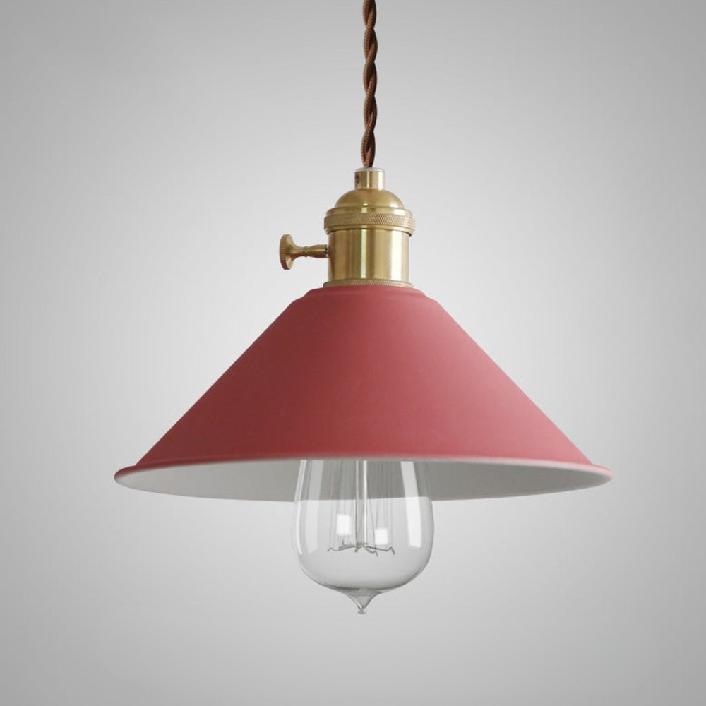 Modern Brass-Neck Cone Pendant Light - Vibrant Matte Industrial Pendant Lights