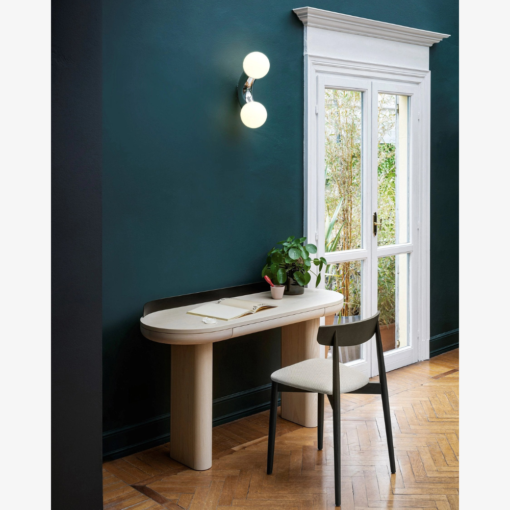 Modern Double Globe Arc Wall Sconce - Playful C-Shaped Orbital Light