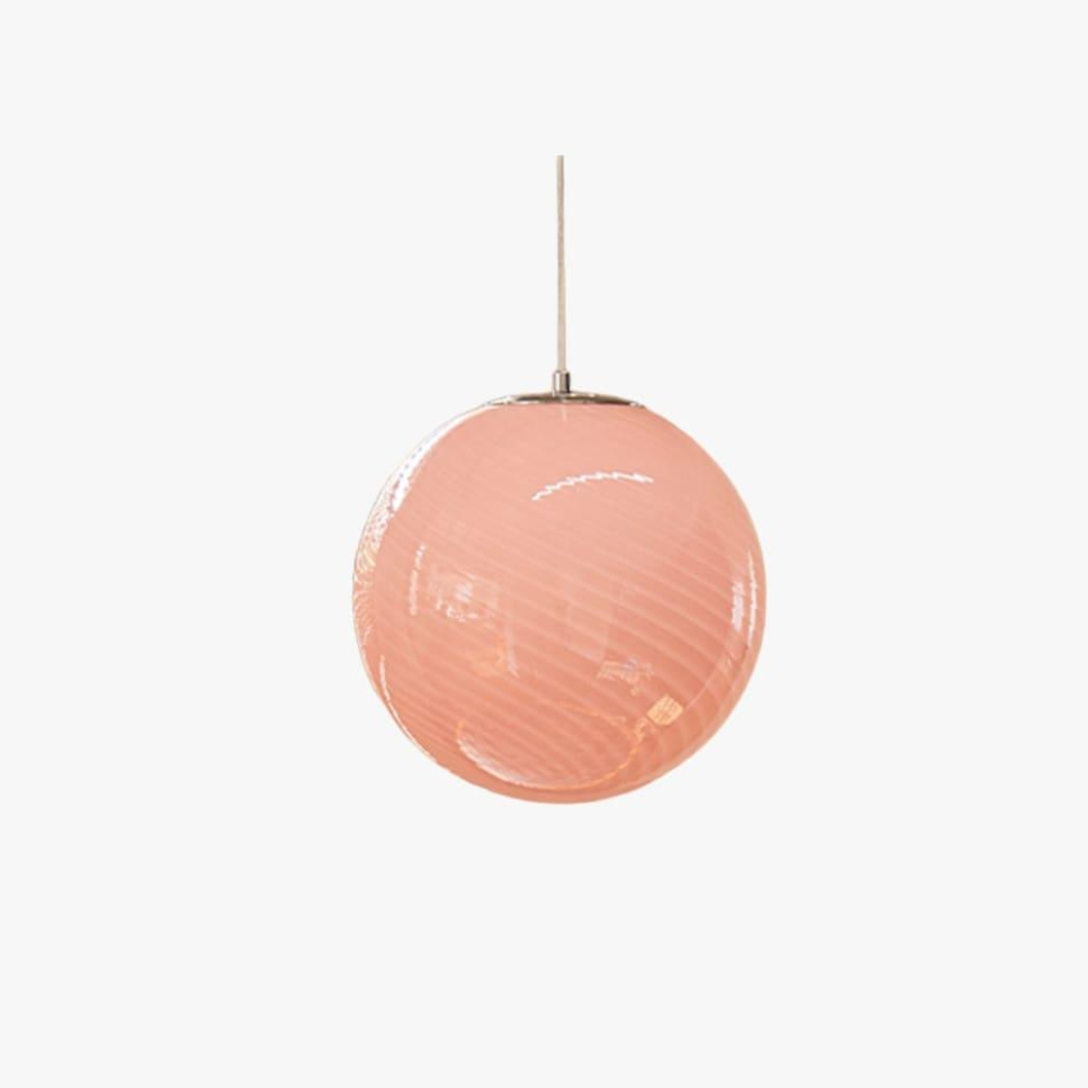 Colored Glass Globe Hanging Lamp with Swirled Pattern Modern Style