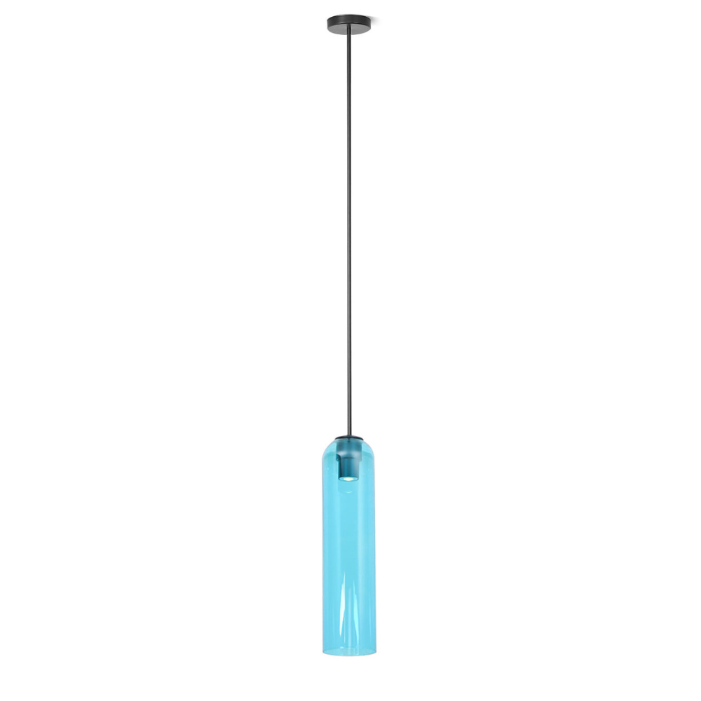 Cylinder Glass Pendant Light with Metal Downrod - Modern Art Deco