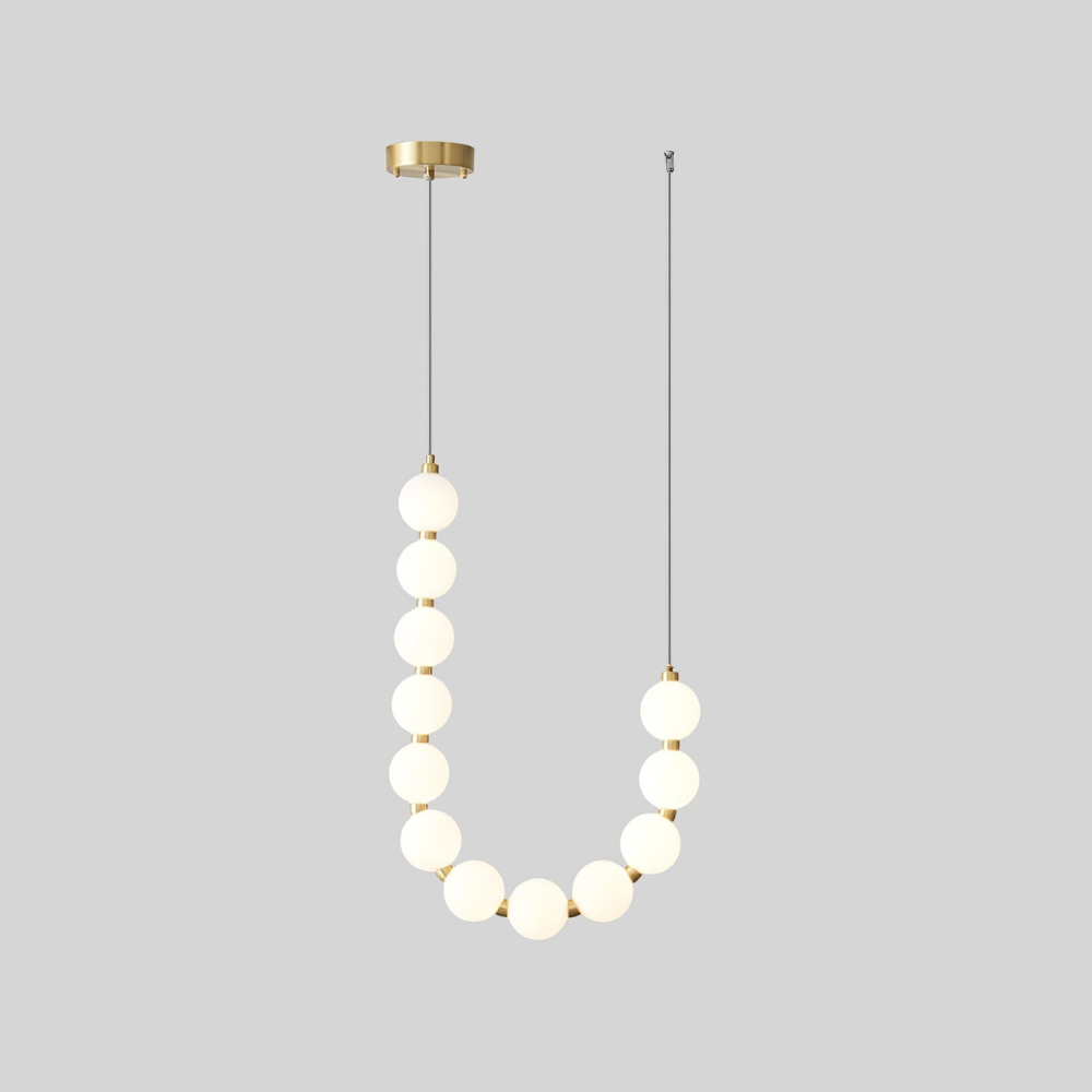 Hanging Ceiling Light with Acrylic Globes - Minimalist Sculptural Gold