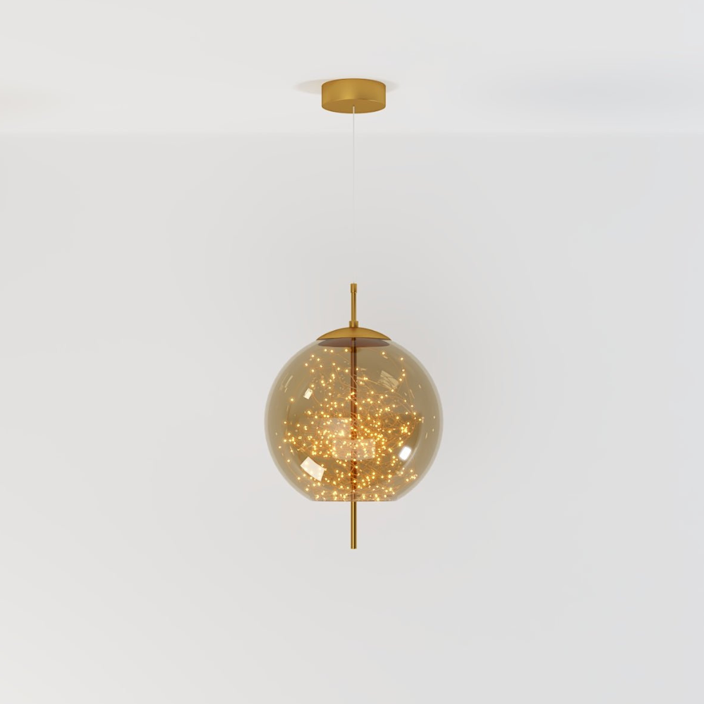 Glass Pendant Light with Smoky Shade and Starlights - Modern Style