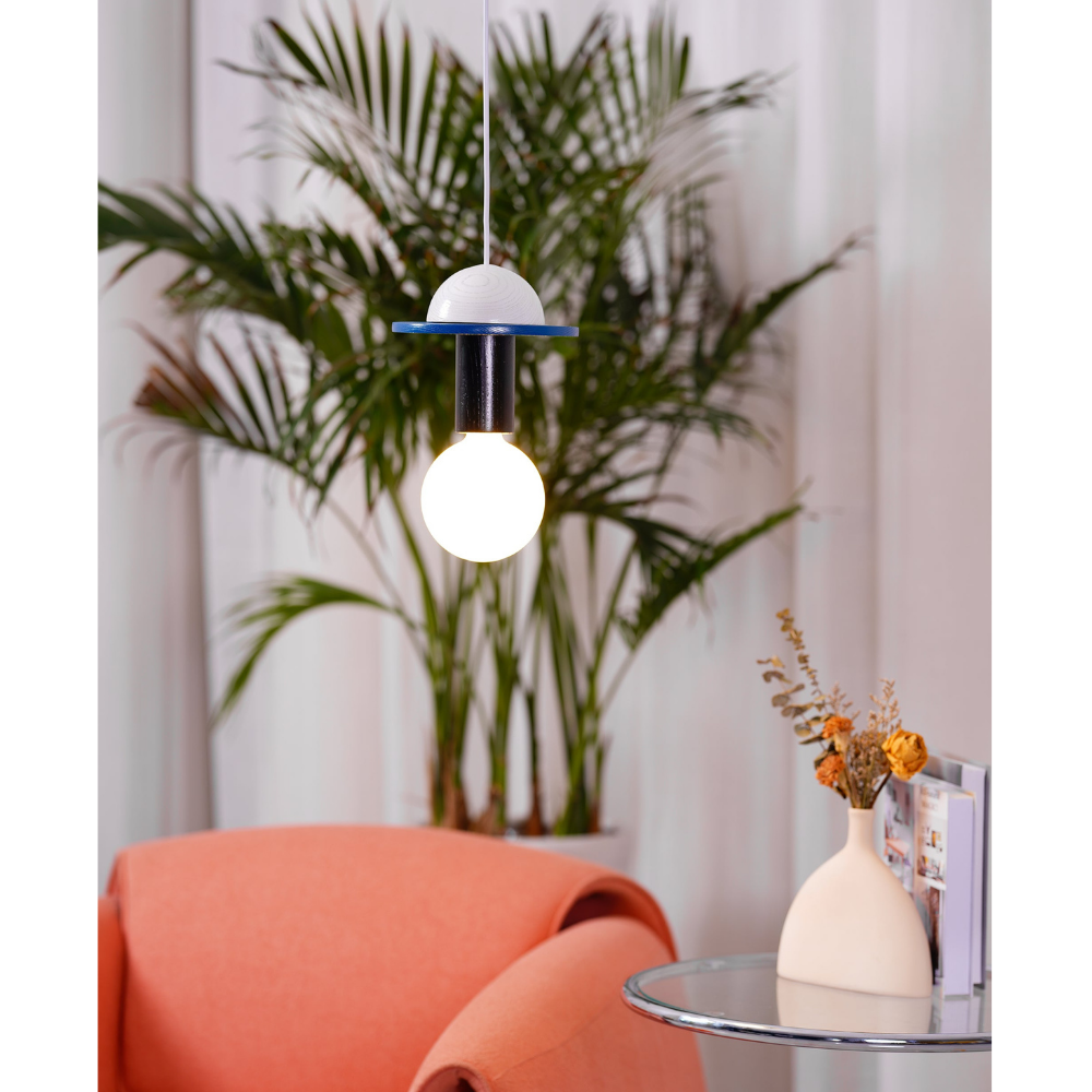 Nordic Geometric Wood Pendant Light - Modern Hand-Turned Orbital Hanging Lamp