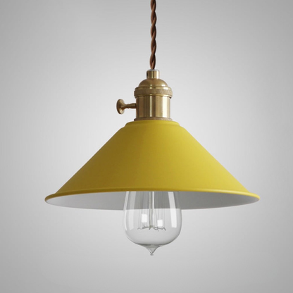 Modern Brass-Neck Cone Pendant Light - Vibrant Matte Industrial Pendant Lights