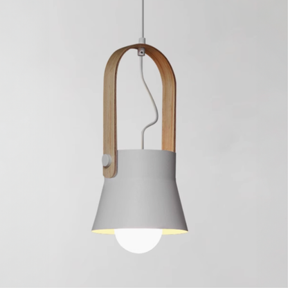 Modern Wood-Toned Handle Pendant Light - Nordic Tapered Pendant Lights