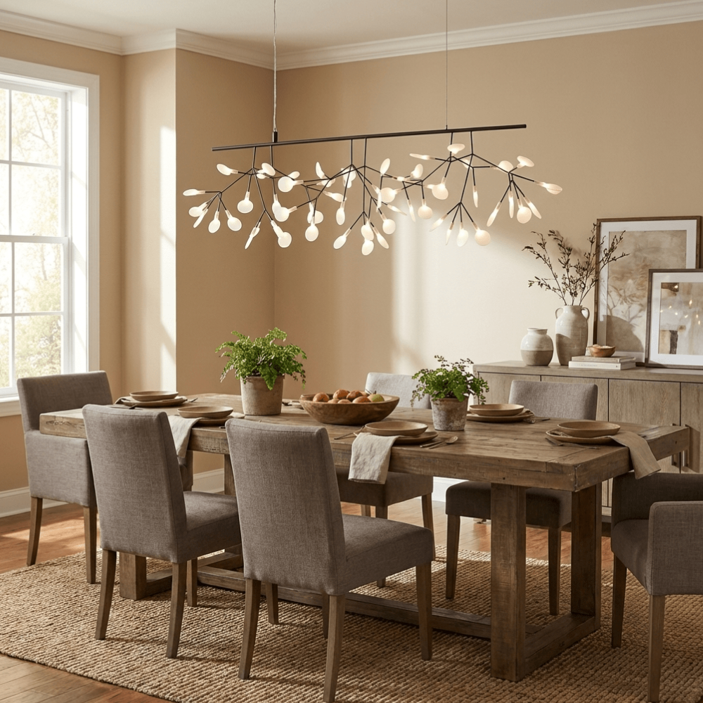 Sputnik Chandelier with Acrylic Firefly Leaves - Modern Botanical Light