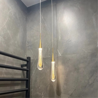 Teardrop Glass Pendant Light Shimmering Core - Modern Art Deco