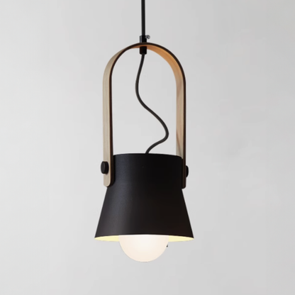 Modern Wood-Toned Handle Pendant Light - Nordic Tapered Pendant Lights