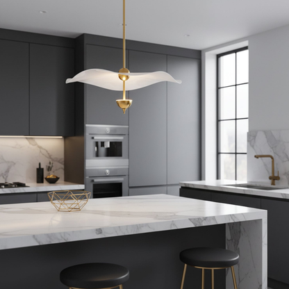 Modern Wavy Wing Pendant Light - Sculptural Floating Ribbon Hanging Lamp