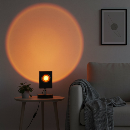 Modern Sunset Projector Lamp - Architectural Halo Mood Light for Photography