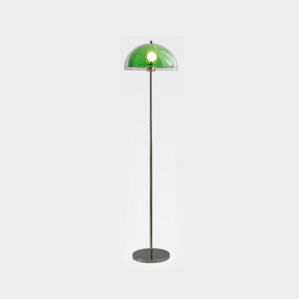 Floor Lamp with Double Layer Acrylic Dome Shade and Chrome Metal Post