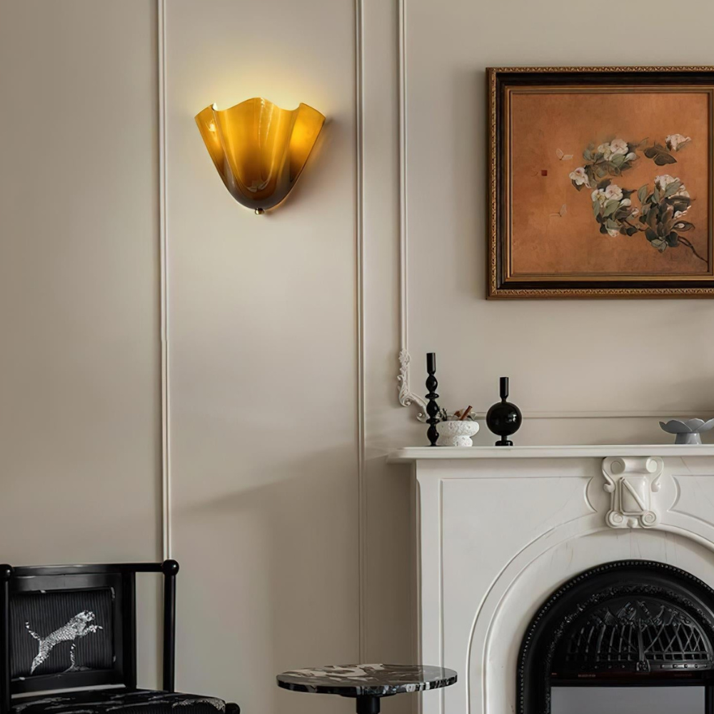 Modern Ruffled Glass Wall Sconce - Organic Blooming Flower Wall Lamp