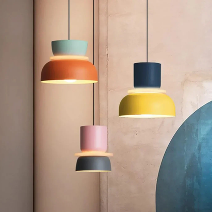 Stacked Bowl Hanging Lamp with Matte Finish - Nordic Geometric Style