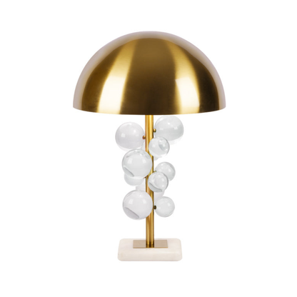 Sculptural Glass Cluster Accent Lamp with Marble Base - Art Deco Metallic Sconce