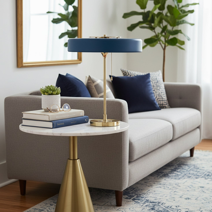 Spun Metal Table Lamp with Pull Chain and Acrylic Diffuser - Industrial