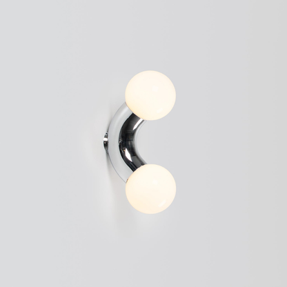 Modern Double Globe Arc Wall Sconce - Playful C-Shaped Orbital Light