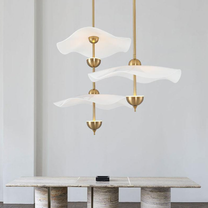 Modern Wavy Wing Pendant Light - Sculptural Floating Ribbon Hanging Lamp