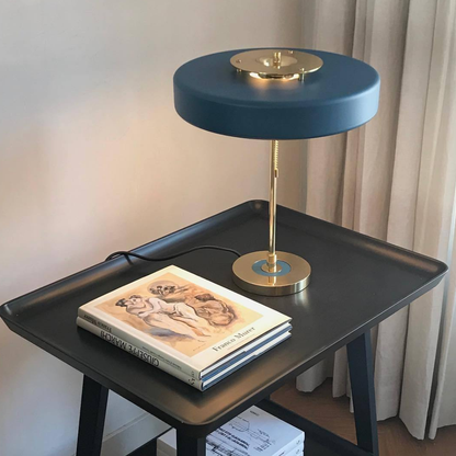 Spun Metal Table Lamp with Pull Chain and Acrylic Diffuser - Industrial