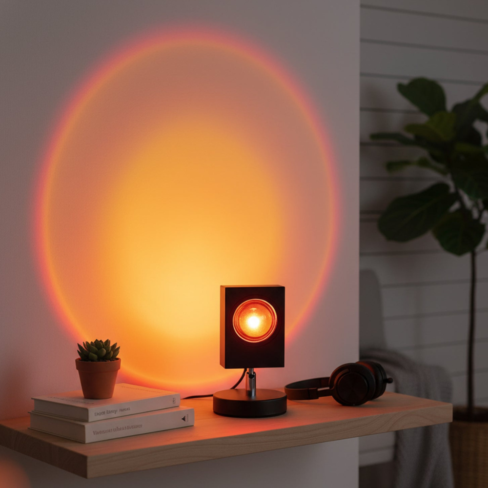 Modern Sunset Projector Lamp - Architectural Halo Mood Light for Photography