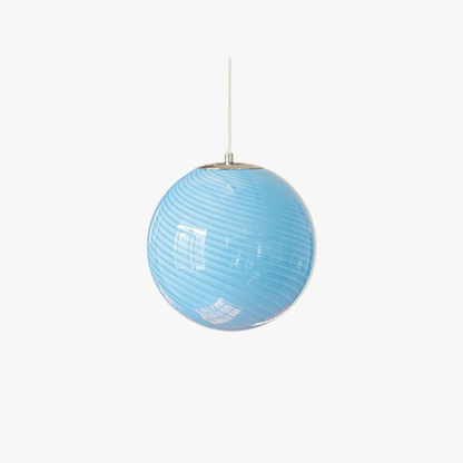 Colored Glass Globe Hanging Lamp with Swirled Pattern Modern Style