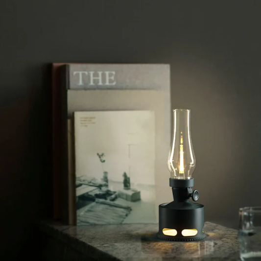 Mid-Century Modern Rechargeable LED Lantern - Vintage Battery Table Lamp
